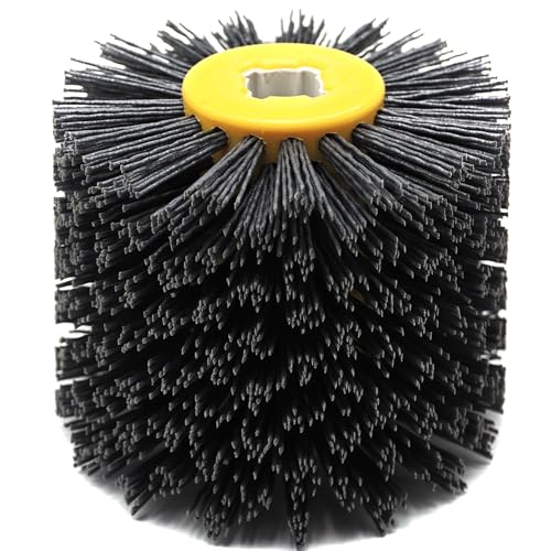 SIGNI New Abrasive Wire Drawing Wheel Drum Burnishing Polishing Brush for Wooden Furniture Floor Polishing 120X100mm 180 Grit 1pack - size: 180 Grit, Black