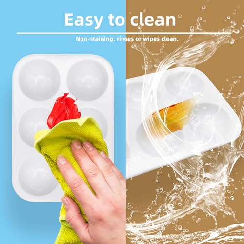 25 PCS Plastic Paint Palettes, 6 Wells Rectangular White Tray Palettes for DIY Craft and Art Painting Party Watercolor (4.72 * 3.26 inch)