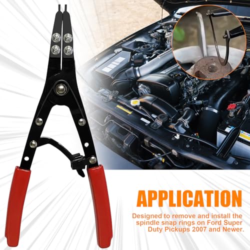 38700 Spindle Snap Ring Pliers External, 10" Large Snap Ring Pliers Heavy Duty Circlip Pliers Car Repair Tools Kit for for Ford SD Uninstall Remove Tools with Ratchet Locking 2026 Upgraded (Red) - color: Red