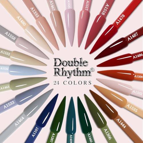 Double Rhythm 28Pcs 0.5Oz Gel Nail Polish Set Same Color Same Bottle Gel Polish Kit Nail Art Manicure Salon DIY at Home for Women (Burgundy Green Collection-T24-1) - color: White Pink Beige