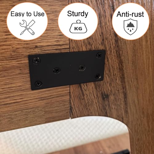 20 Pack 4x2 Inch Black Flat Mending Plates Metal Straight Bracket Brace Stainless Steel Mending Joining Plates with Screws, Heavy Duty Fixing Brackets for Wood Furniture Shelves Repair - size: 4 x 2Inch Black Flat Bracket