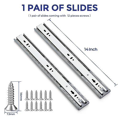 Ravinte Silver Soft Close Drawer Slides 14 Inch 1 Pairs 2 Pack - color: Silver, size: 14 Inch