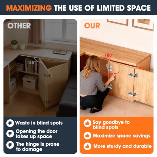 180° & 135° Inset Corner Cabinet Hinges for Lazy Susan Bifold Doors - size: inset