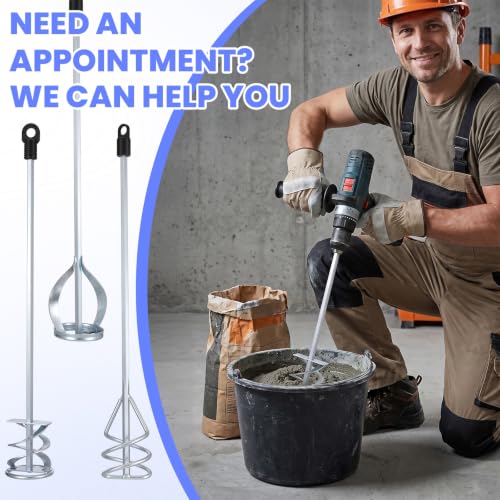 Set of 3 Paint Mixer for Drill, Paint Stirrer for Epoxy Resin, Mud, Cement Blades, 15.7" Mixing Paddles & 2.3" Impeller, Silver