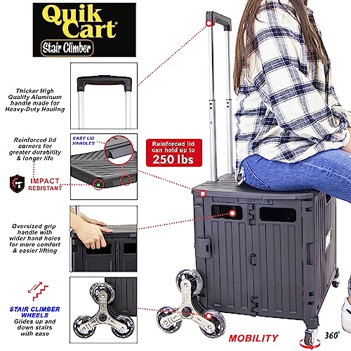 dbest Products Quik Cart Stair Climber Collapsible Rolling Crate - Black - color: Black, style: Stair Climber