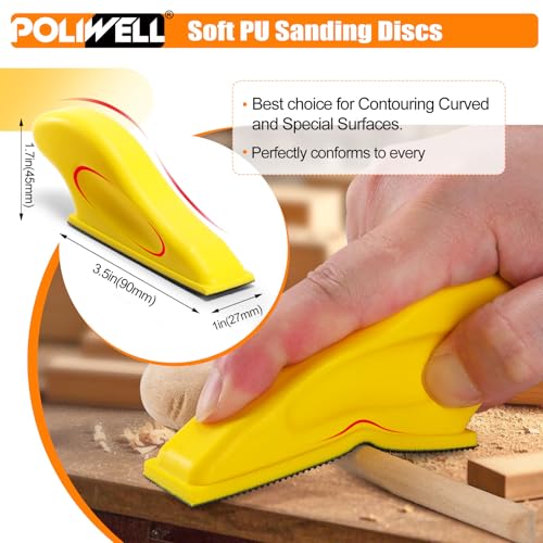 POLIWELL Micro Sanding Tools 3.5” x 1” Detail Sander for Small Projects, Mini Handle Sander Kit+ Sandpaper 40 80 120 180 240 400 600 Grit for Crafts Wood Finishing Tight Narrow Spaces, 120 PCS - style: 120 Pcs