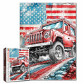 American Flag Truck Patriotic Jigsaw Puzzle 1000 Pieces for Adults - color: Sports 05
