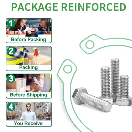 M4 Hex Bolts 425Pcs External Hex Drive Screws Metric Heavy Duty Hexagon Cap Bolts Nuts Flat Lock Washers M4x8/10/12/16/20/25/30/35mm 304 Stainless Steel Fully Thread Machine Bolt - size: M4