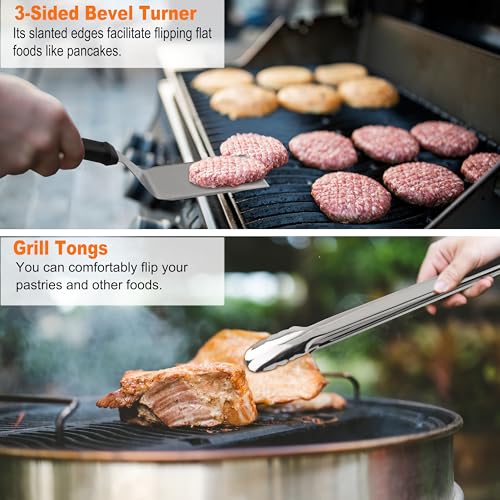 Grilljoy 38pcs Professional Griddle Accessories Kit for Blackstone, with Smash Burger Press, Extra Thick Griddle Spatula, Turner, Flipper - Flat Top Grill Accessories for Outdoor Grill