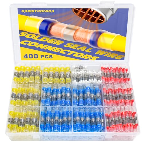 haisstronica 400PCS Solder Seal Wire Connectors Kit, 4 Colors/4 Sizes