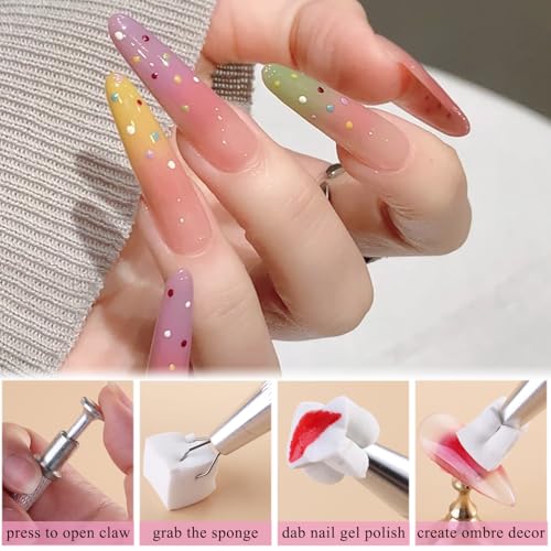 Fcozpjk 100Pcs Soft Nail Sponges for Ombre & 6Pcs Wedge Sponges Aura Nails - color: White2