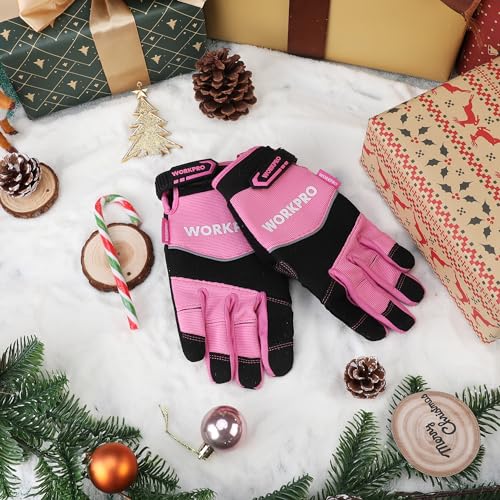 WORKPRO Safety Work Gloves, Mechanic Working Gloves for Men Women, Touch Screen, Terry Fabric, Non-Slip - size: Medium (Pack of 1)