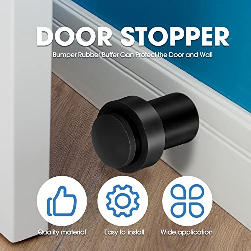 Chumia 10 Pcs Floor Mounted Door Stopper Stainless Steel,Black - color: Black