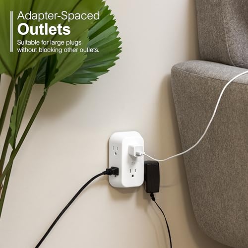 GE Outlet Extender, 6 Outlet Multi Plug Wall Power Splitter - size: 1 Pack