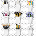 Pegboard Cups With Loops, 9 Pack White Peg Board Pencil Holder Organizer - color: White