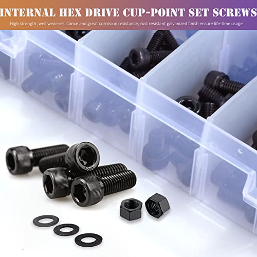 ZTF 840PCS M2 M3 M4 M5 Socket Head Cap Screws Nuts Assortment Kit with Storage Box, 12.9 Grade Alloy Steel Metric Thread Hexagon Allen Machine Bolt, DIN 912 Black Oxide Finish,4 Hex Wrenches Included - style: Hex Socket Head