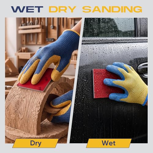 24 Pack Washable Reusable Sanding Sponge Set, 120-3000 Grit Fine Sandpaper Blocks for Wood/Metal/Auto, Wet Dry Sanding Block for Drywall & Furniture Polishing (3x4 Inch)