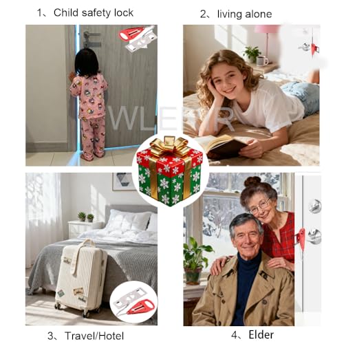 Portable Door Lock, No-Drill Security Lock, Home Door Lock Kit, Lightweight Anti-Theft Latch Protect Family Security and Privacy Fou Traveling, Bedroom, Hotel, Apartment(Balck) - color: Balck