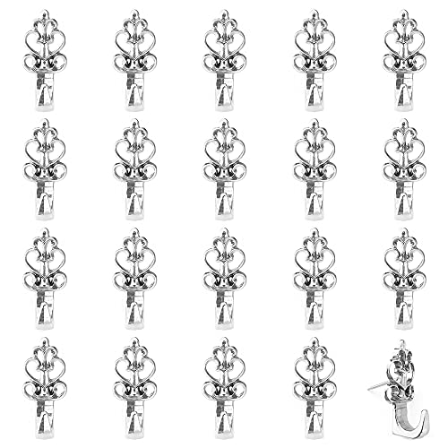 Push Pin Hangers,20 Pcs Zinc Alloy Pin Hooks Picture Hanging Nails for Home Office Fabric Wall Wooden (Silver) - style: Silver