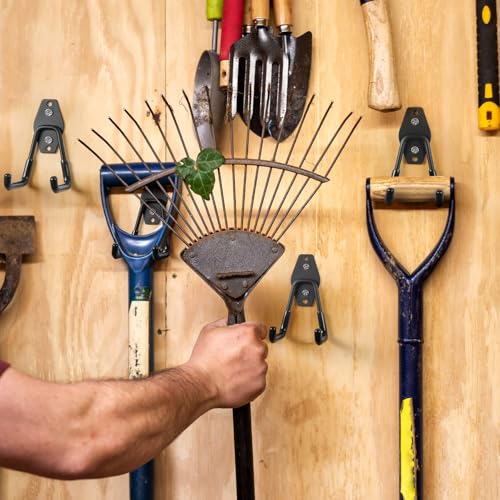 LANDNEOO Garage Hooks, 20-Pack Steel Garage Accessories for Organization and Storage, Heavy Wall Mount Duty Hooks with Anti-Slip Coating for Hanging Ladder, Bike, Power Tools and More Tools, Black
