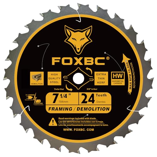 FOXBC 7-1/4 inch Circular Saw Blade 24T 40T 60 Tooth Combo Pack, Finish Wood Cutting with 5/8" Arbor, Diamond Knockout