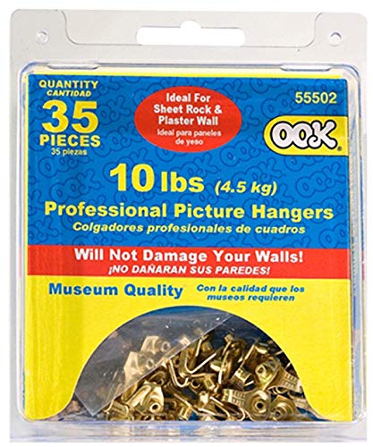 OOK Picture Hangers, 10lb Capacity, 35 Pack, Brass Finish - size: 35 Pieces,10 lb