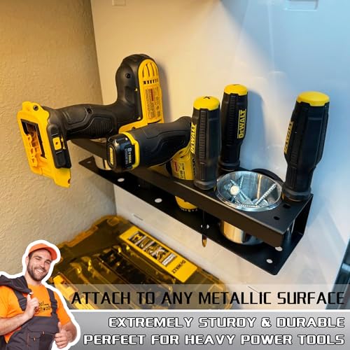 ULIBERMAGNET Magnetic Spray Can Holder,Magnetic Power Tool Organizer Rack,Heavy Duty Cup Drill Holder,Wall Mount Metal Tool Rack with Screwdriver, Cordless Drill, Spray Bottle, Utility Rack for Garage - style: Magnetic Spray Can Holder Rack