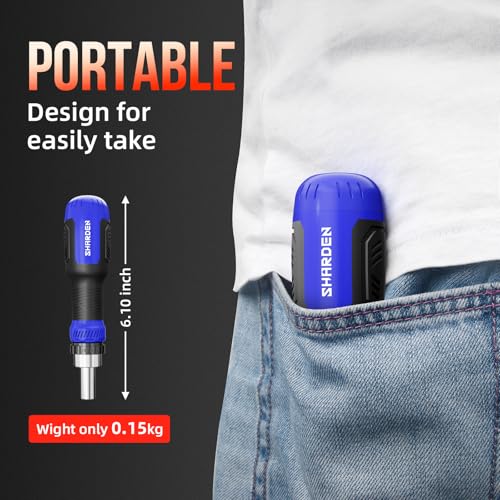 SHARDEN 26-in-1 Ratcheting Screwdriver Set Multi Screwdriver Tool Kit - color: Blue, size: Ratchet-NonExtendable