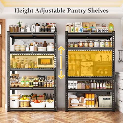REIBII Storage Shelves with Smooth Edges for Garage Basement Shed Pantry - size: 28"W x 12"D x 59.8"H