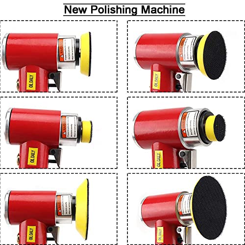 SI FANG 48Pcs 1'' 2'' 3'' Mini Air Sander Kit, High Speed Random Orbital DA Sander Polisher for Auto Body Work, Includes 1/2/3in Polishing Sponge & Wool Pads Sandpapers (Red Pneumatic Sander) - style: 1"2"3" Buffer&Sander Kit Red