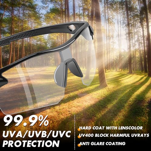 12 Pack Safety Glasses for Men, ANSI Z87.1 & UV Protective Eyewear | Scratch Resistant, High Impact Resistant, UV400 Protection, Fashionable Design, For Men Women Construction Woodworking - color: Clear