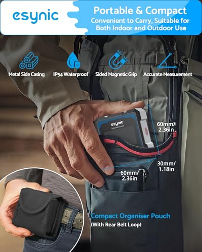 eSynic High Precision Digital Angle Finder with Laser-USB-C Rechargeable-4 Sides Magnetic Digital Angle Gauge-Rugged Aluminum Alloy Frame-for Construction (Laser Level: Class II Output: 0.51mW)
