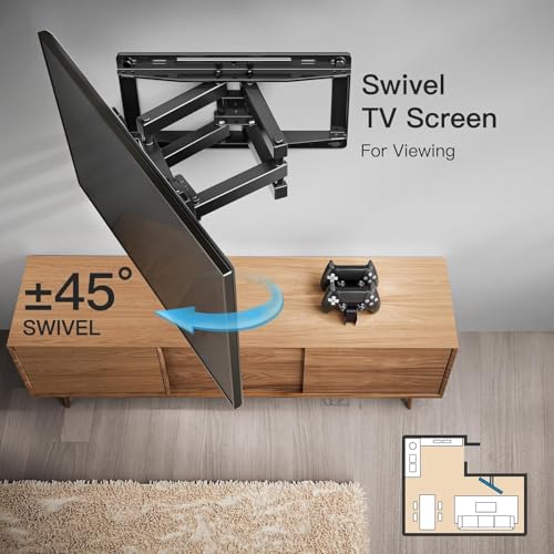 Pipishell Height Adjustable Full Motion TV Wall Mount for 26–65 inch TVs - style: Fits 26-65" TVs / Max 16" Wood Stud