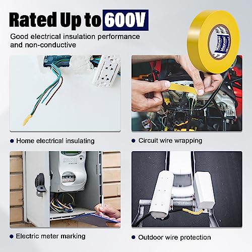 Yellow Electrical Tape Vinyl 3/4 In 60 Ft PVC Electric Tape - color: Yellow