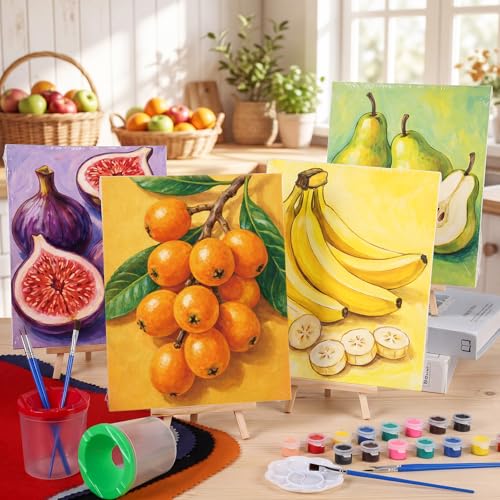 Sherr 140 Pcs 20 Set Pre Drawn Canvas Painting Kit, Fruit - style: Fruit