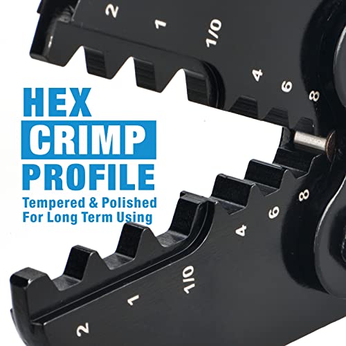 iCrimp IWS-0810N Battery Cable Terminal Lug Crimping Tool for 8,6,4,2,1,1/0 AWG Electrical Copper Battery Lugs, Fixed Hexagonal Crimping Die Sets - size: AWG8-1/0