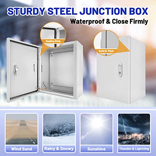Electrical Junction Box 16x12x8, NEMA 4X IP66 Steel Enclosure Box - size: 16 x 12 x 8''