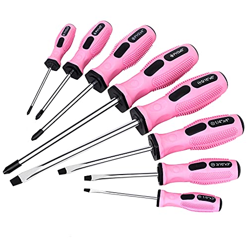 FASTPRO 8-Piece Pink Magnetic Screwdrivers Set - color: Pink