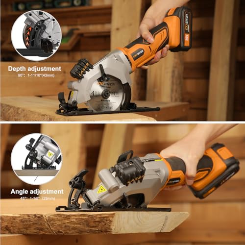 Cordless Circular Saw,2.0 Battery 3400RPM Laser Guide,45° Angle - style: Cordless circular saw