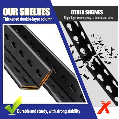 Garage Shelving-5 Tier Storage Shelves, Adjustable Heavy Duty Metal Shelving Unit and Storage Large Wire Rack, Utility Steel Shelf for Warehouse Industrial Pantry Basement -78"x46"x20", Black - size: Wire/46"Wx20"Dx78"H