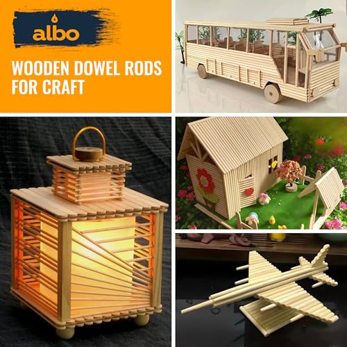 ALBO Wooden Dowel Rods 100 PCS 1/8" x 6" Inch Round Wood Sticks for Crafts, DIY Projects and Macrame Hardwood Assorted Bouquet Sticks Cake Dowels for Tiered Cakes - size: 1/8" x 6" 100 Pcs