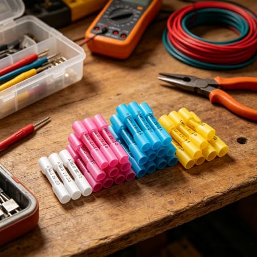 smseace 350PCS Heat Shrink Butt Connectors 26-14/22-16/16-14/12-10AWG Waterproof Electrical Wire Butt Crimp Connectors for Automotive Boat Stereo Industrial Equipment - size: 350Pcs