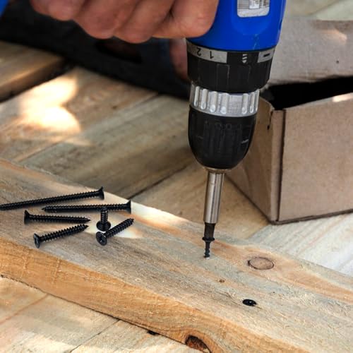200PCS #6 Black Wood Screws Assortment Kit, 304 Stainless Steel Screws, Drive Sheet Metal Self Tapping Screws with Screwdriver Bit, 6 Sizes (2”,1-1/2”,1-1/4”,1”,3/4”,1/2”) - style: Black #6 Flat Head Set 200PCS