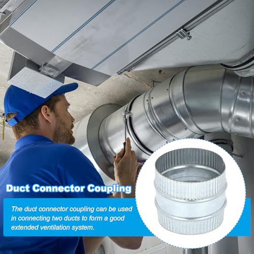 PATIKIL 3 Inch Duct Connector Coupling, 2 Pcs Galvanized Steel Straight Dryer Vent Coupler Flexible Ducting Collar Connector Round Crimped Ventilation Duct Extension for HVAC System Pipe - size: 3 Inch