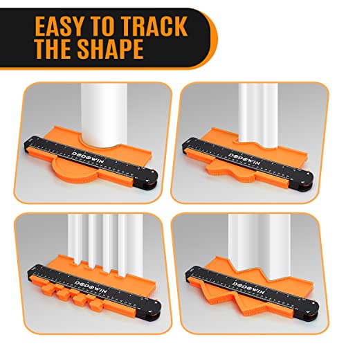 DODOWIN 10 Inch Contour Gauge with Lock, Gifts for Men, Dad and Husband - color: Orange-10 In.