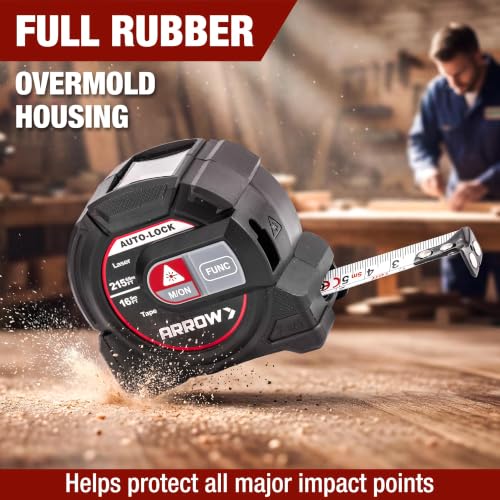 Arrow 2-in-1 Laser Tape Measure, 215Ft/65m Laser Distance Measuring Tool
