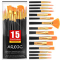AROIC Acrylic Paint Brush Set,1pack/15pcs Nylon Hair Acrylic Painting Brush - size: 15pcs