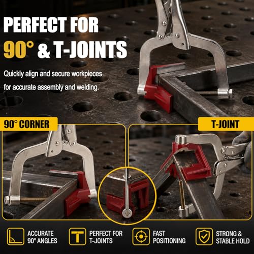 Chumia 2 Pack 90 Degree Corner Clamp 10 Inch Large Right-Angle Clamp with Self Locking Plier for Woodworking, Adjustable Positioning Square Clamping Tool for Cabinet Jig Welding Picture Frame