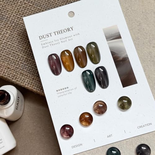 GAOY Dark Gel Nail Polish Set, 6 Color Milky Jelly Brown Green Black UV Gel | Blooming Effect, Buildable Color, UV Lamp Required, Long Lasting, Easy to Apply, Salon Manicure at Home - color: Dust Theory