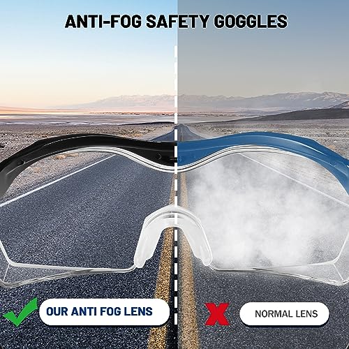 WORKPRO Safety Glasses, z87 Safety Goggles with Adjustable Temples, Lab Goggles with Anti Fog Coating